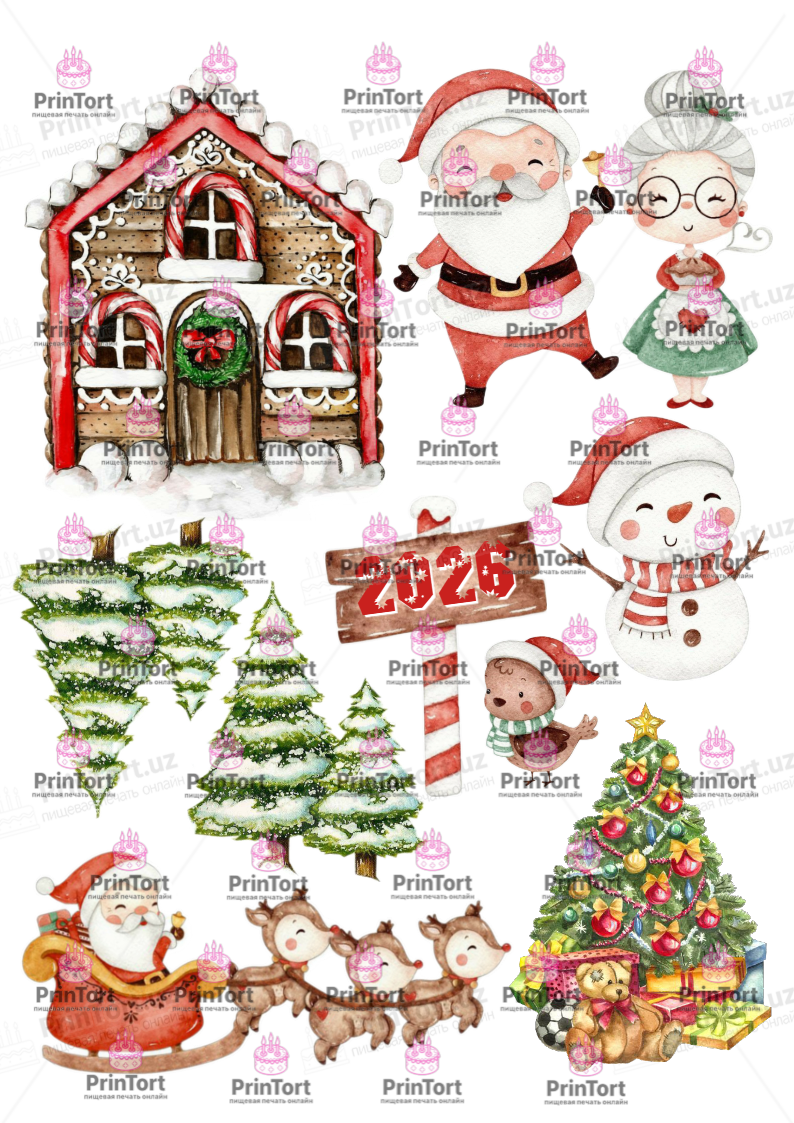 Сахарная, вафельная Картинка для торта «Новый Год (New Year)» — PT2400 | Пищевая печать на торте, сахарной, вафельной бумаге -> PrinTort.uz Сахарная и вафельная Картинка для торта «Новый Год (New Year)» — PT2400 | Пищевая печать на торте, сахарной, вафельной бумаге -> PrinTort.uz